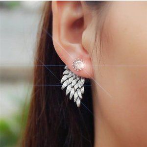 Trendy Silver Angel Wings Earrings